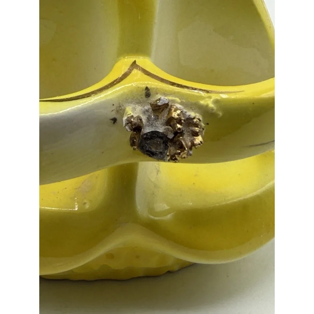 Vintage Lady Head Lipstick Holder Yellow Flower Dress Rhinestones E2074